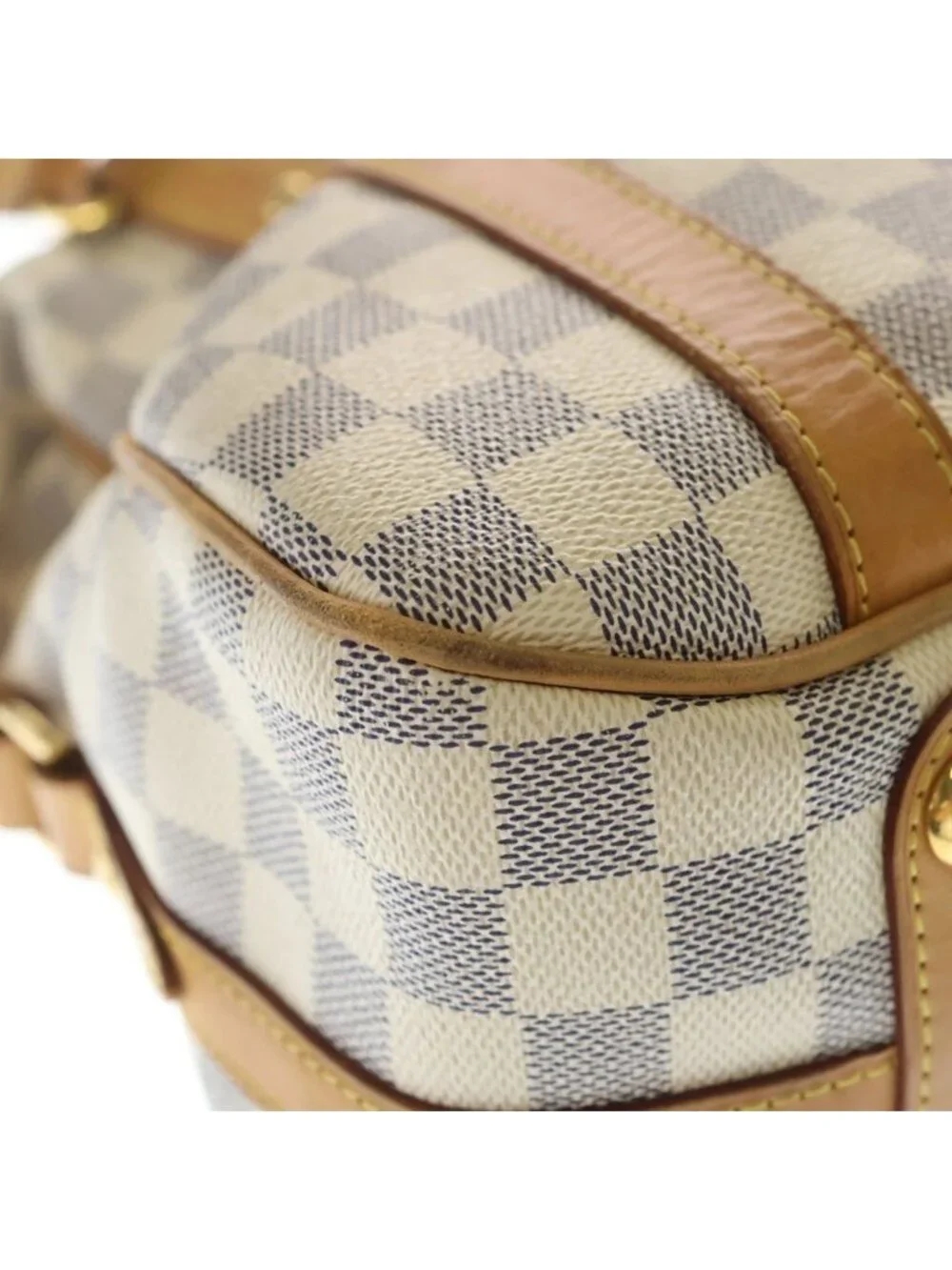 Louis Vuitton Damier Azur Strethe GM Handbag Ivory Brown Leather Gold